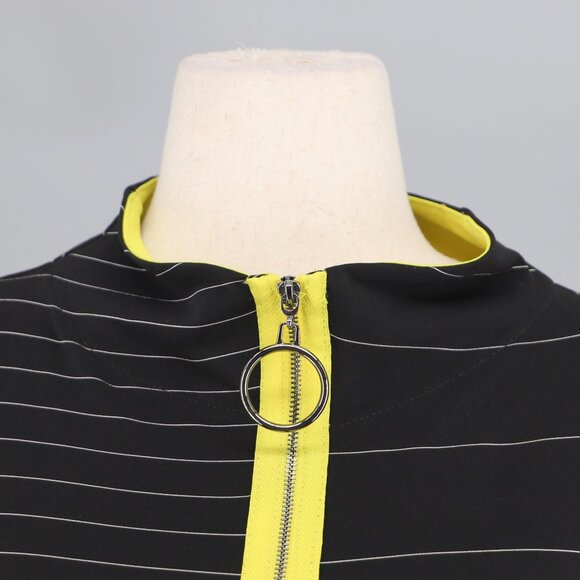 IC BY CONNIE K Colorblock Pinstripe Quarter Zip Tunic Top Yellow Black Size XXL - Picture 5 of 7
